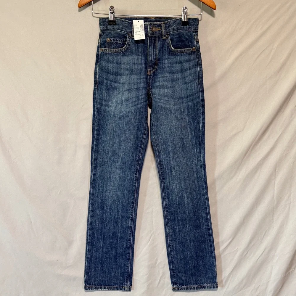 The Childrens Place Boys Straight Jeans Size 12 Slim Blue Denim Adjustable Waist